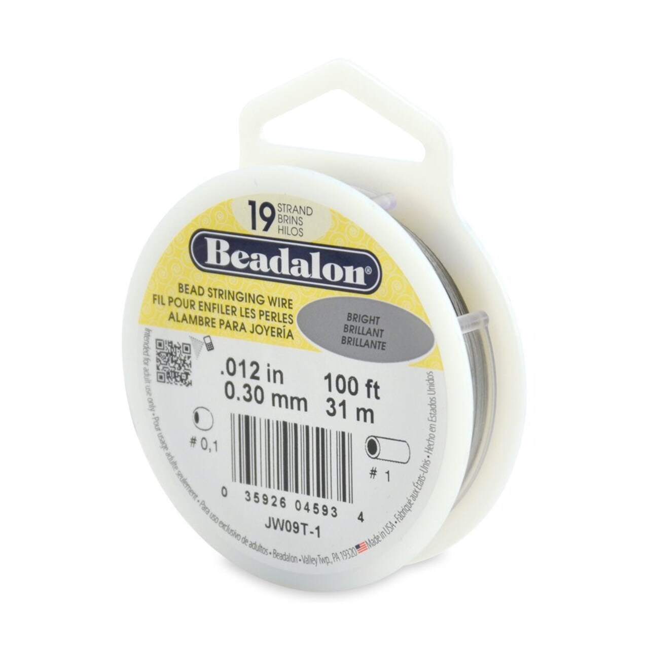 Bright Silver Beadalon Beading Wire .012" 19 Strand (100 Feet)